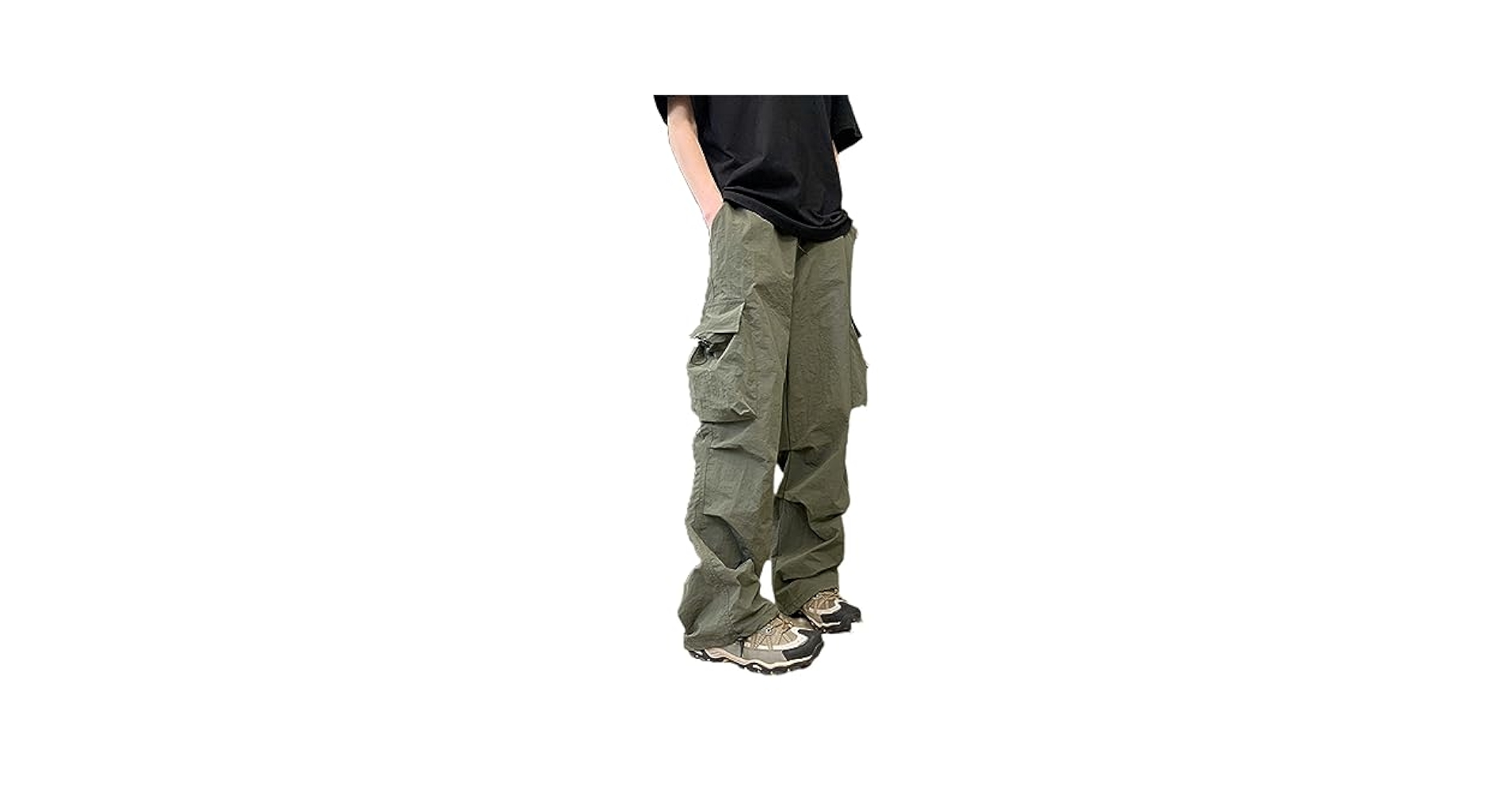 Wjnvfioo Men Casual Cargo Pants Streetwear Big Pocket Baggy